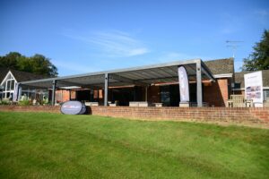 The Liberta Retractable Roof Systems in use at Alresford Golf Club's Pro-Am event